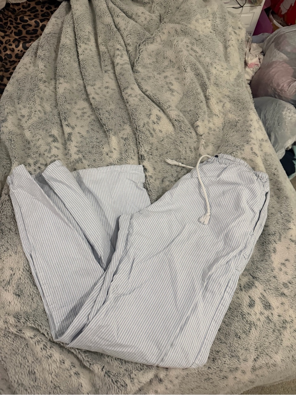 Brandy Melville Light Blue Pinstripe Drawstring Joggers